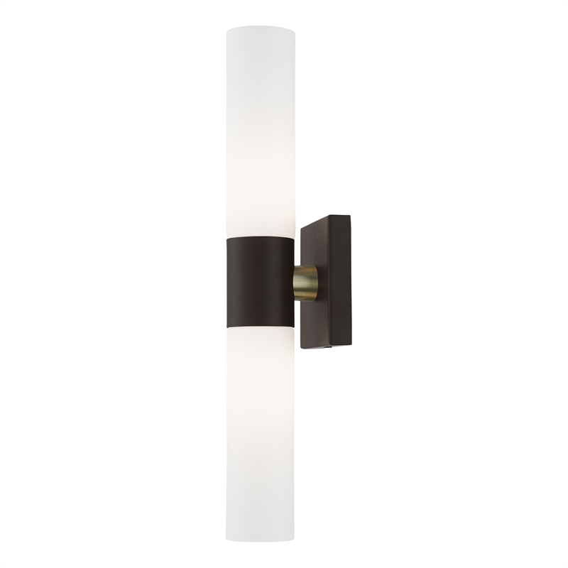Beaumont Lane Contemporary 2-Light Twist Lock Metal ADA Vanity Sconce in Bronze