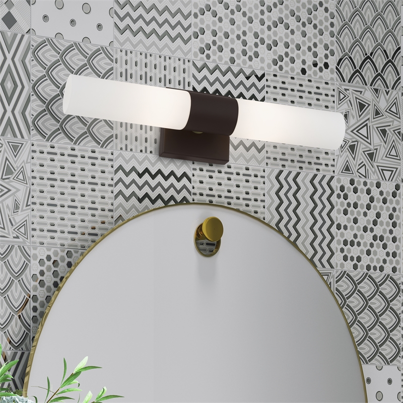 Beaumont Lane Contemporary 2-Light Twist Lock Metal ADA Vanity Sconce in Bronze