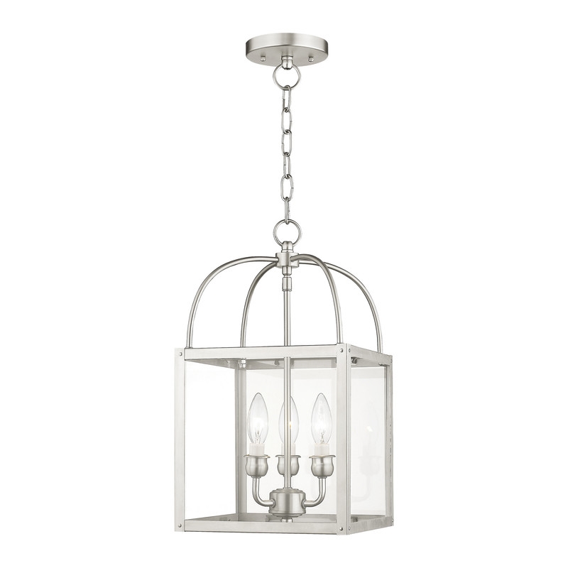 Beaumont Lane Contemporary 3 Light Brushed Nickel Chain Hang/Ceiling Mount