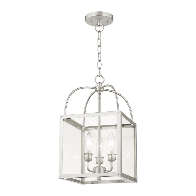 Beaumont Lane Contemporary 3 Light Brushed Nickel Chain Hang/Ceiling Mount