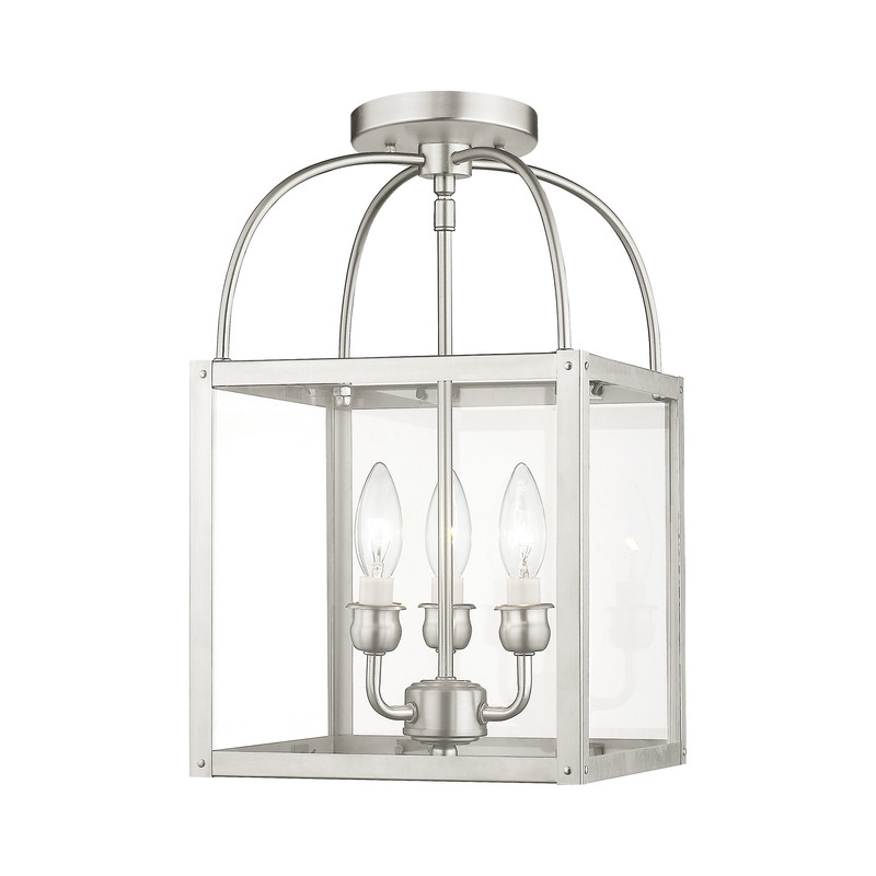 Beaumont Lane Contemporary 3 Light Brushed Nickel Chain Hang/Ceiling Mount