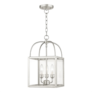 Beaumont Lane Contemporary 3 Light Brushed Nickel Chain Hang/Ceiling Mount