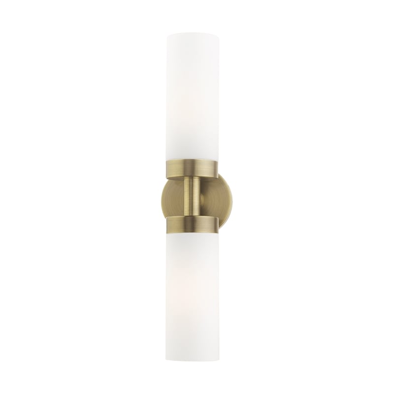 Beaumont Lane 2-Light Glass/Metal ADA Vanity Sconce in Antique Brass