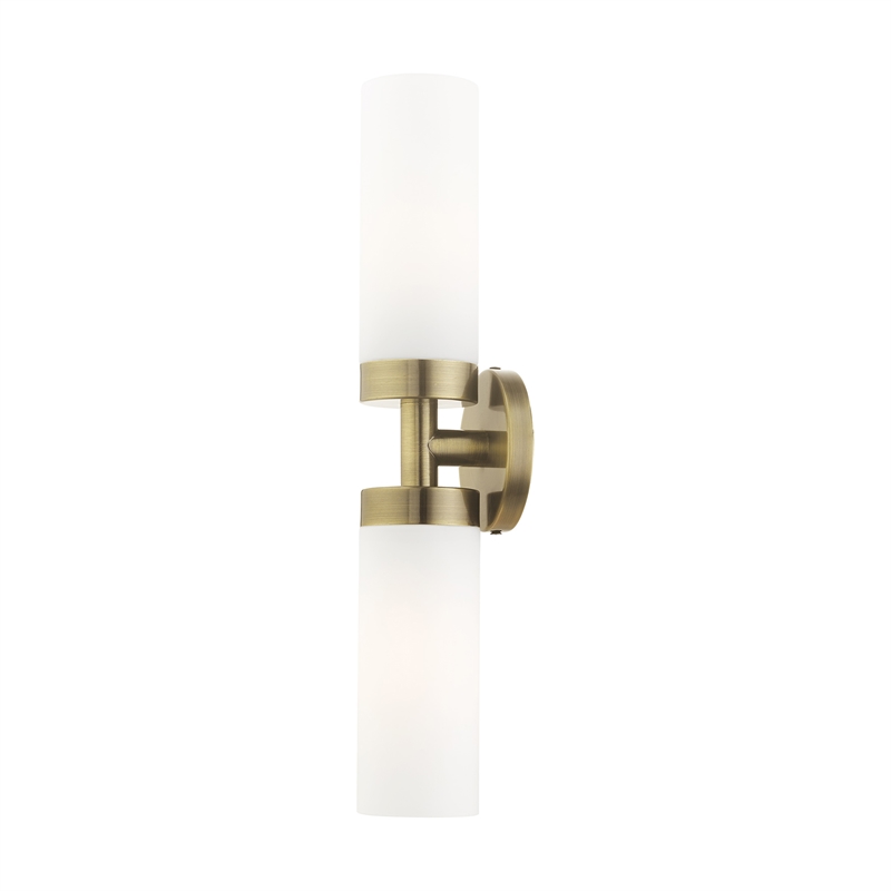 Beaumont Lane 2-Light Glass/Metal ADA Vanity Sconce in Antique Brass