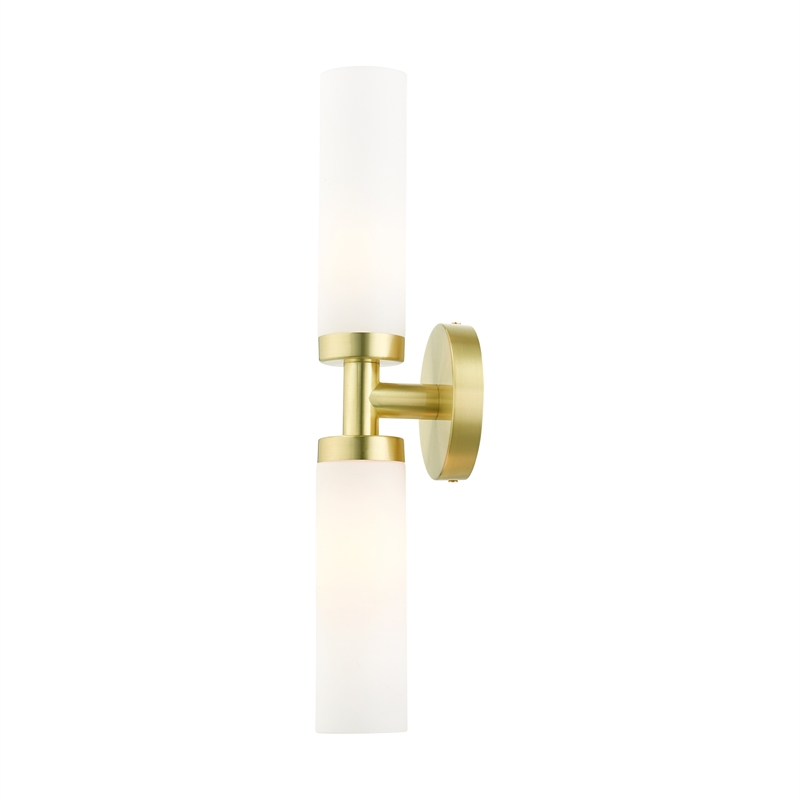 Beaumont Lane 2-Light Glass & Metal ADA Vanity Sconce in Satin Brass