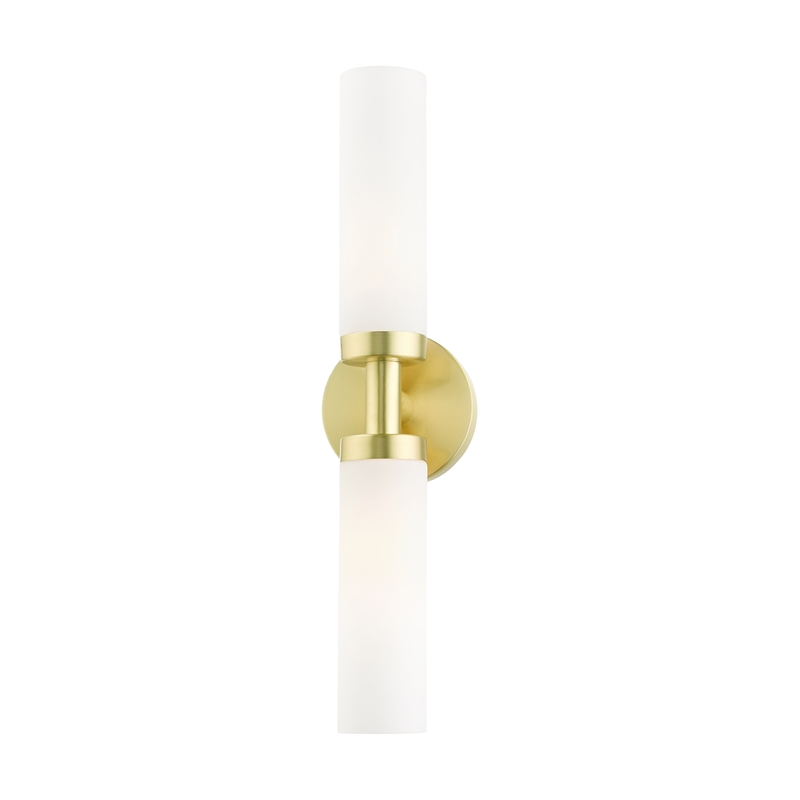 Beaumont Lane 2-Light Glass & Metal ADA Vanity Sconce in Satin Brass