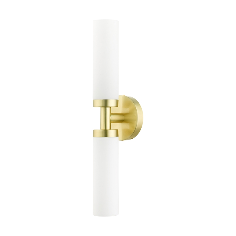 Beaumont Lane 2-Light Glass & Metal ADA Vanity Sconce in Satin Brass
