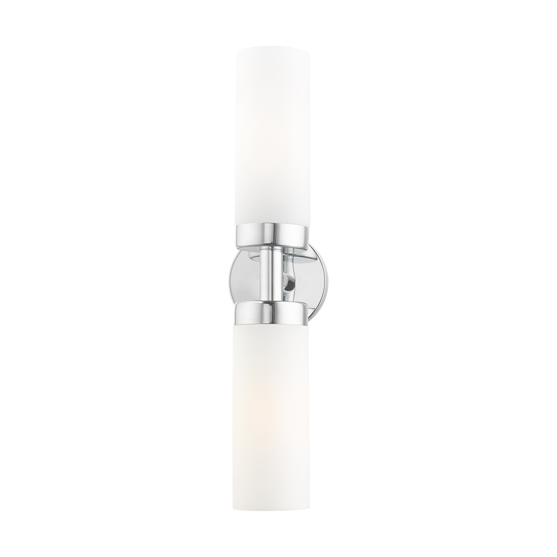 Beaumont Lane 2-Light Glass/Metal ADA Vanity Sconce in Polished Chrome