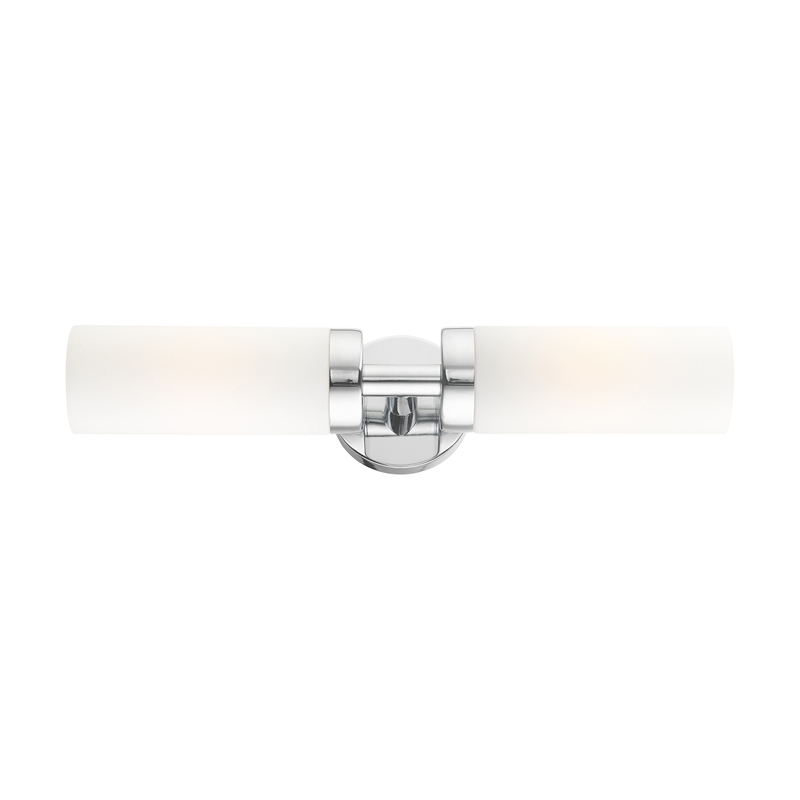 Beaumont Lane 2-Light Glass/Metal ADA Vanity Sconce in Polished Chrome
