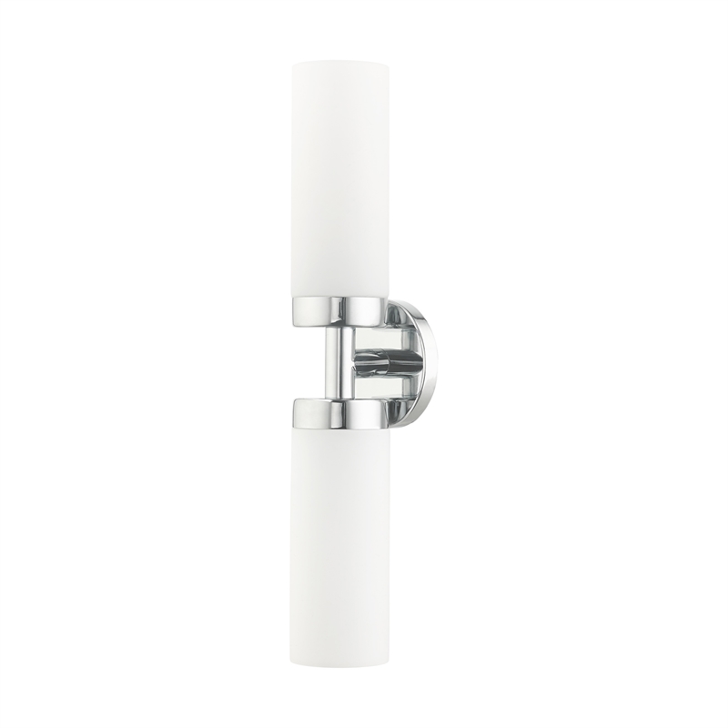 Beaumont Lane 2-Light Glass/Metal ADA Vanity Sconce in Polished Chrome