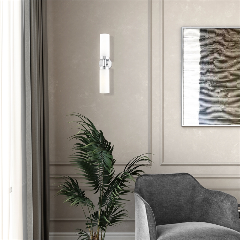 Beaumont Lane 2-Light Glass/Metal ADA Vanity Sconce in Polished Chrome
