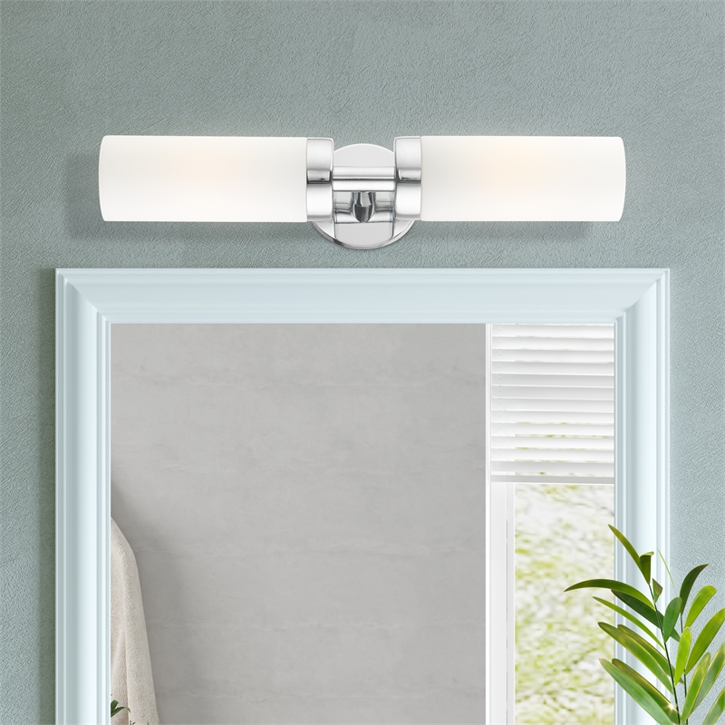 Beaumont Lane 2-Light Glass/Metal ADA Vanity Sconce in Polished Chrome