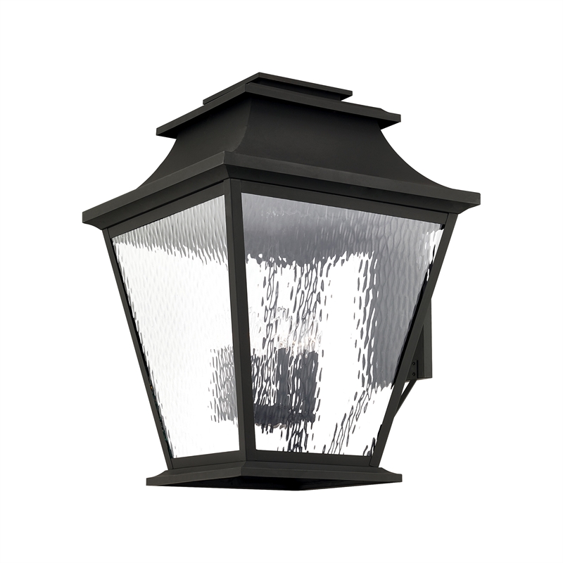 Beaumont Lane Contemporary Brass Outdoor Wall Lantern in Black