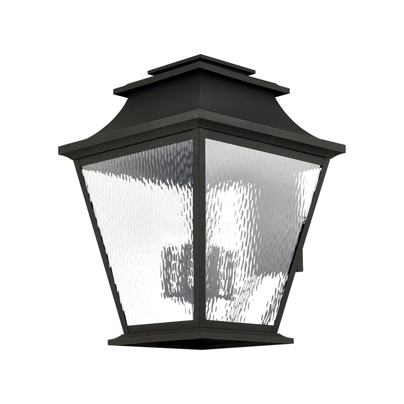 Beaumont Lane Contemporary Brass Outdoor Wall Lantern in Black