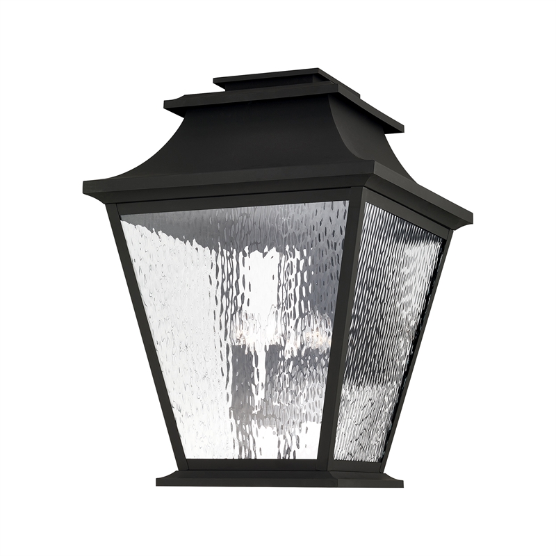 Beaumont Lane Contemporary Brass Outdoor Wall Lantern in Black