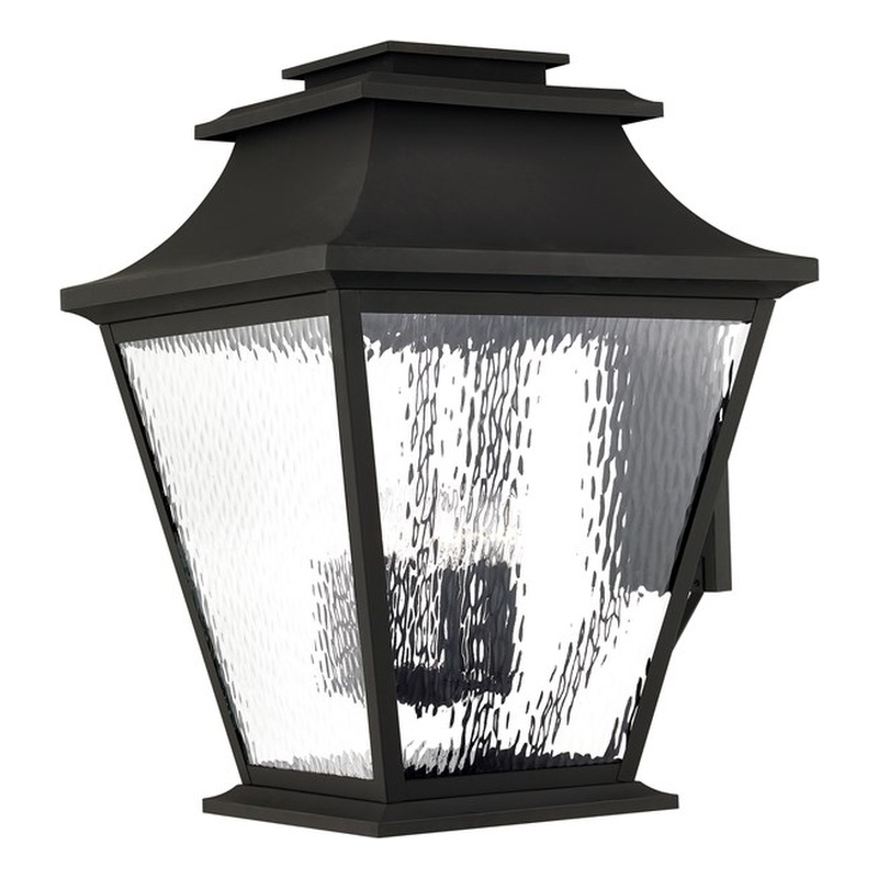 Beaumont Lane Contemporary Brass Outdoor Wall Lantern in Black