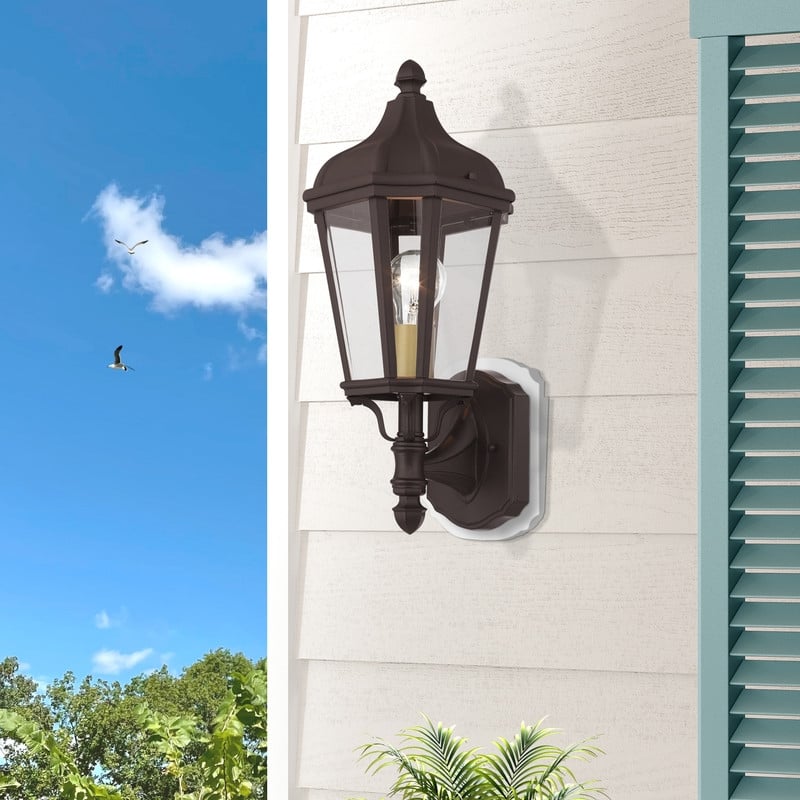 Beaumont Lane Contemporary Aluminum Outdoor Wall Lantern in Bronze