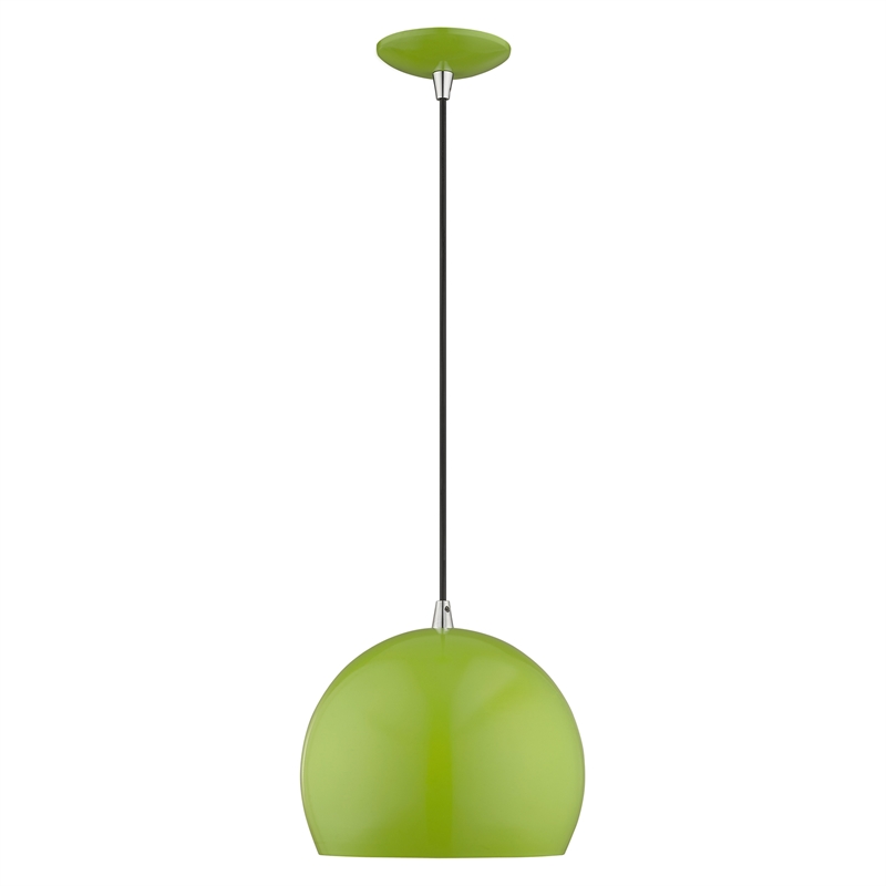 Beaumont Lane Modern 1-Light Metal Single Pendant with Shade in Apple Green