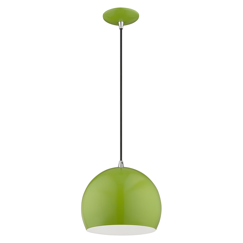 Beaumont Lane Modern 1-Light Metal Single Pendant with Shade in Apple Green