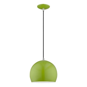 Beaumont Lane Modern 1-Light Metal Single Pendant with Shade in Apple Green