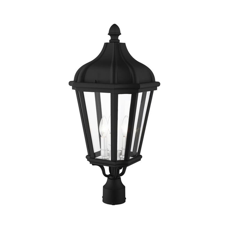 Beaumont Lane Contemporary 3 Light Outdoor Post Lantern in Textured Black
