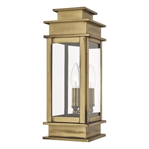 Beaumont Lane Traditional 1-Light Brass Outdoor Wall Lantern in Antique Brass