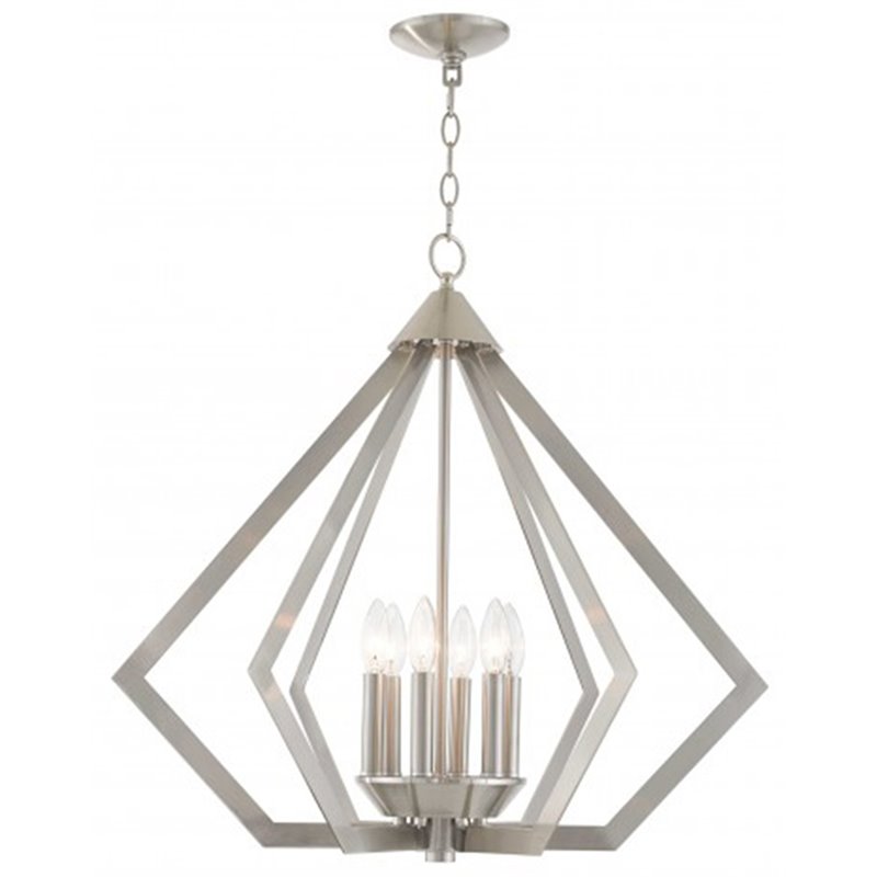 Beaumont Lane Contemporary 6 Light Chandelier in Brushed Nickel