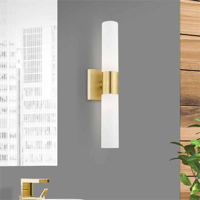 Beaumont Lane 2-Light Twist Lock Metal Vanity Lighting in Satin Brass