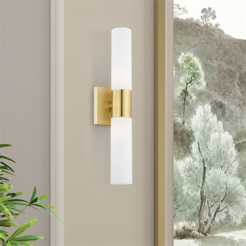 Beaumont Lane 2-Light Twist Lock Metal Vanity Lighting in Satin Brass