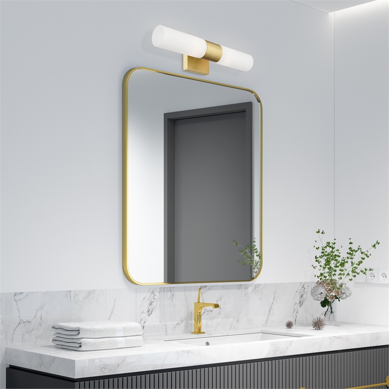 Beaumont Lane 2-Light Twist Lock Metal Vanity Lighting in Satin Brass