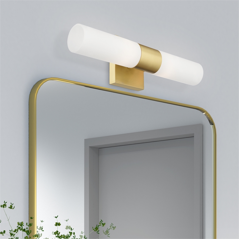 Beaumont Lane 2-Light Twist Lock Metal Vanity Lighting in Satin Brass