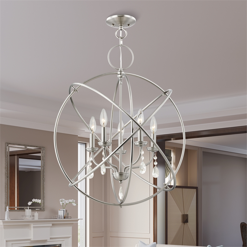 Beaumont Lane Transitional 5-Light Metal Chandelier in Brushed Nickel
