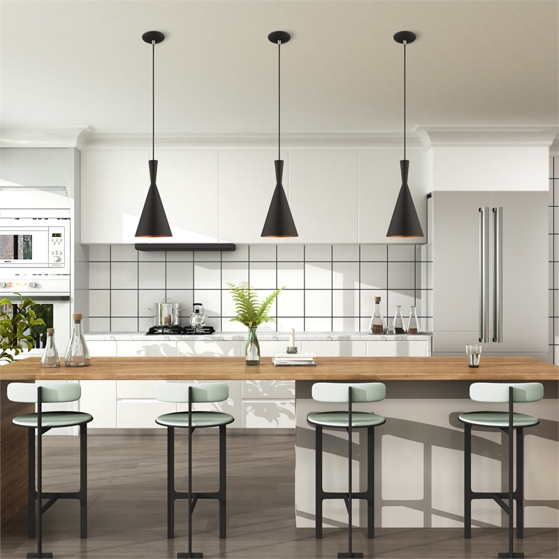 Beaumont Lane Contemporary 1-Light Metal Single Pendant in Black