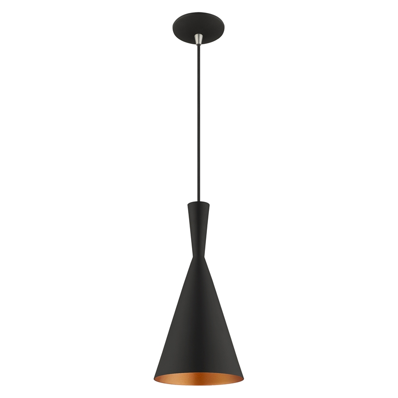 Beaumont Lane Contemporary 1-Light Metal Single Pendant in Black