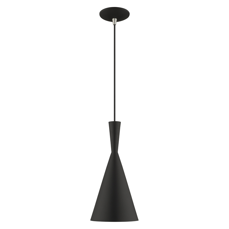 Beaumont Lane Contemporary 1-Light Metal Single Pendant in Black