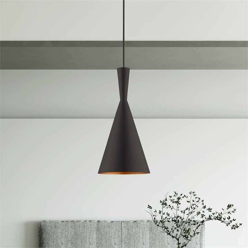 Beaumont Lane Contemporary 1-Light Metal Single Pendant in Black