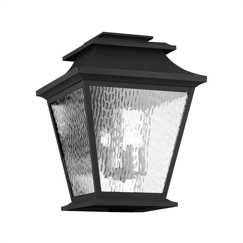 Beaumont Lane Contemporary Brass Outdoor Wall Lantern in Black