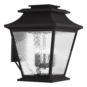 Beaumont Lane Contemporary Brass Outdoor Wall Lantern in Black