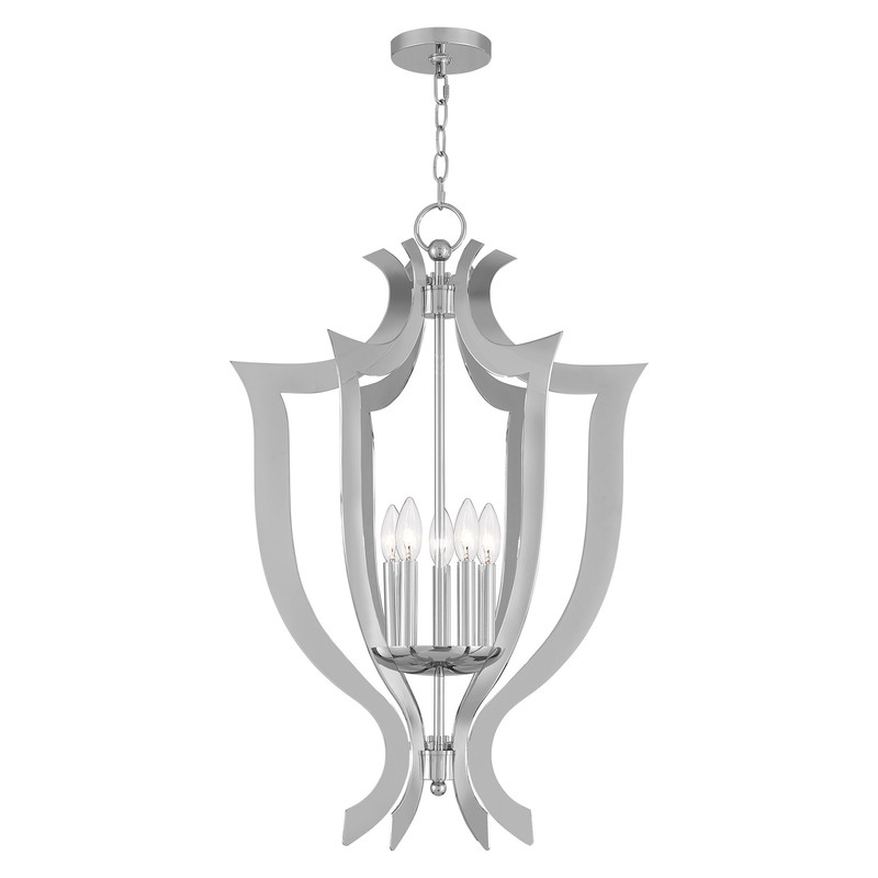 Beaumont Lane Contemporary 5 Light Chandelier in Polished Chrome