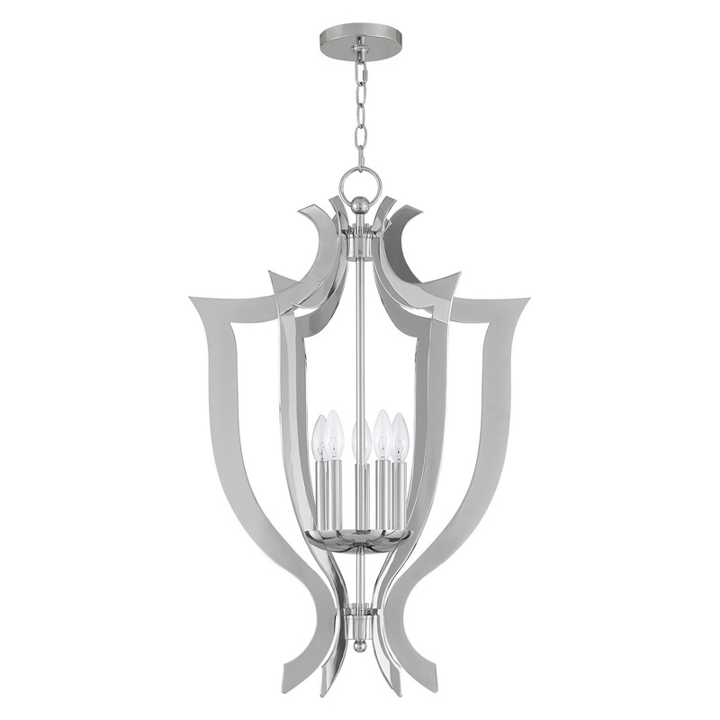 Beaumont Lane Contemporary 5 Light Chandelier in Polished Chrome