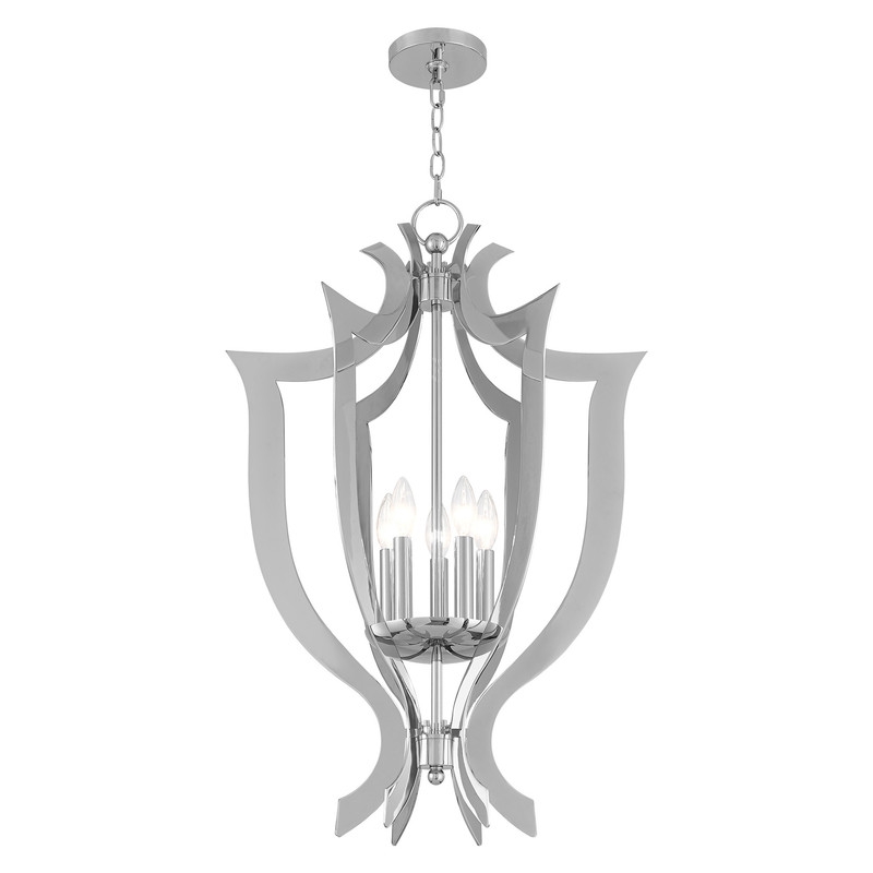 Beaumont Lane Contemporary 5 Light Chandelier in Polished Chrome