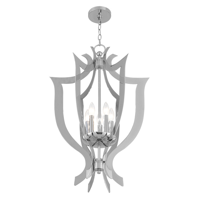 Beaumont Lane Contemporary 5 Light Chandelier in Polished Chrome