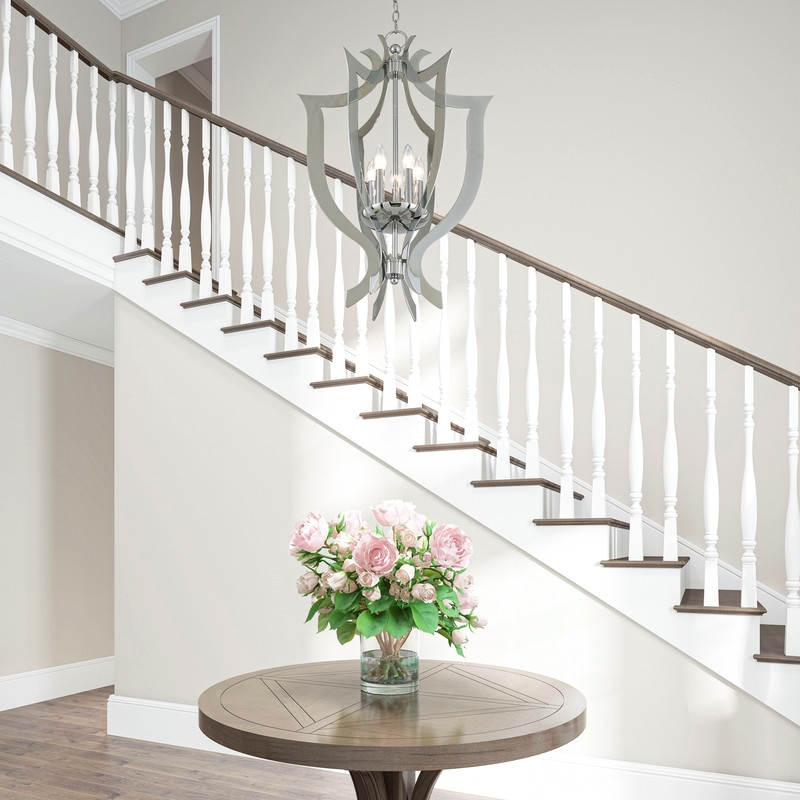 Beaumont Lane Contemporary 5 Light Chandelier in Polished Chrome