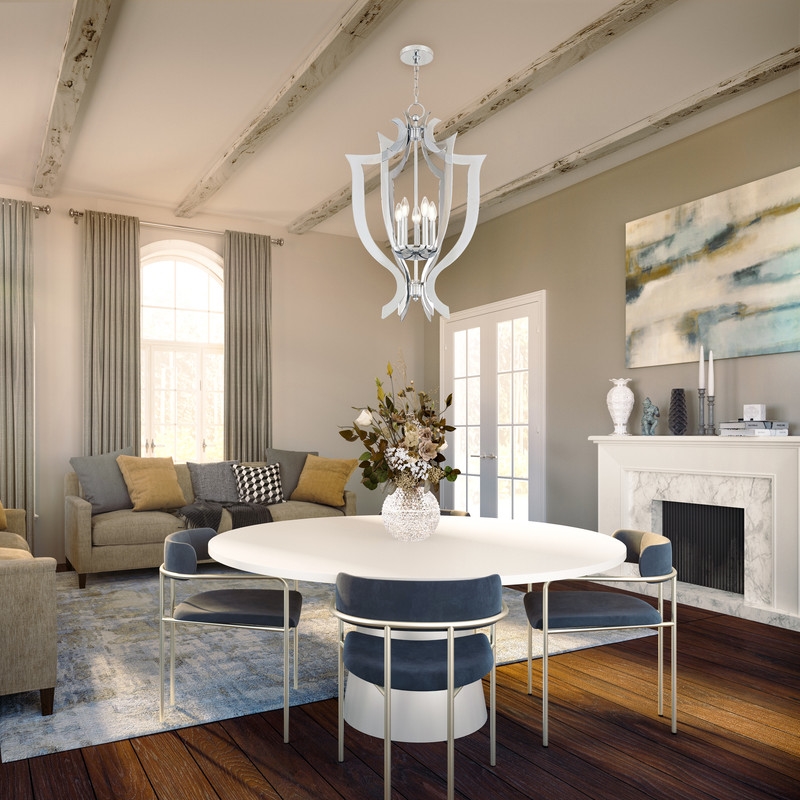 Beaumont Lane Contemporary 5 Light Chandelier in Polished Chrome