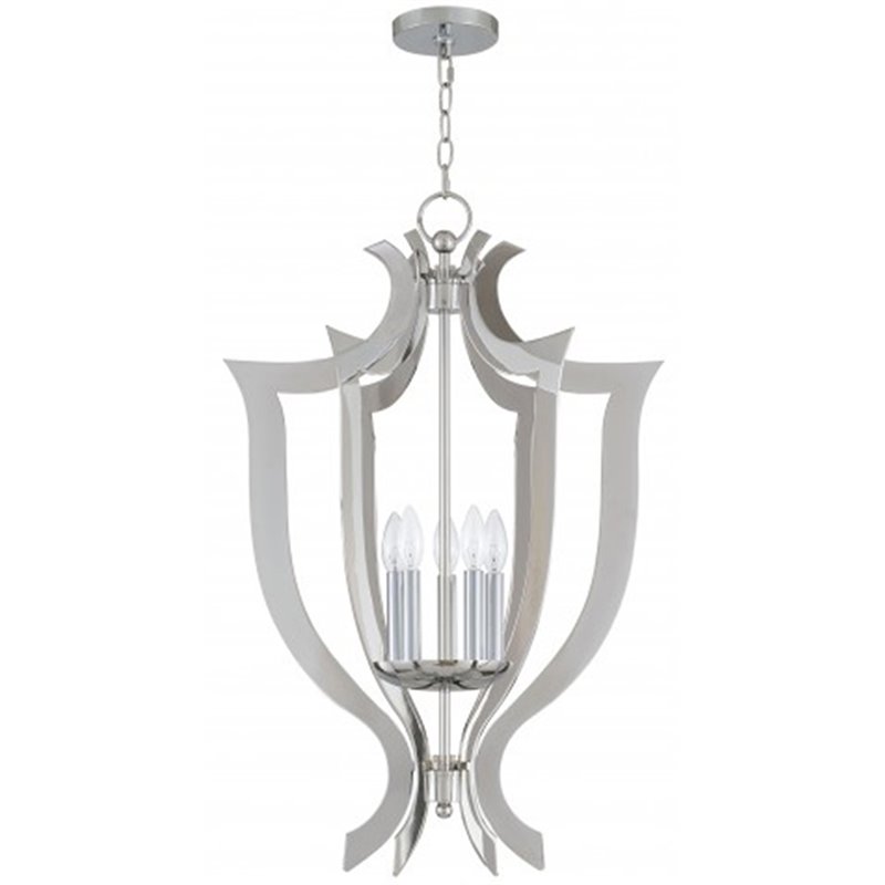 Beaumont Lane Contemporary 5 Light Chandelier in Polished Chrome