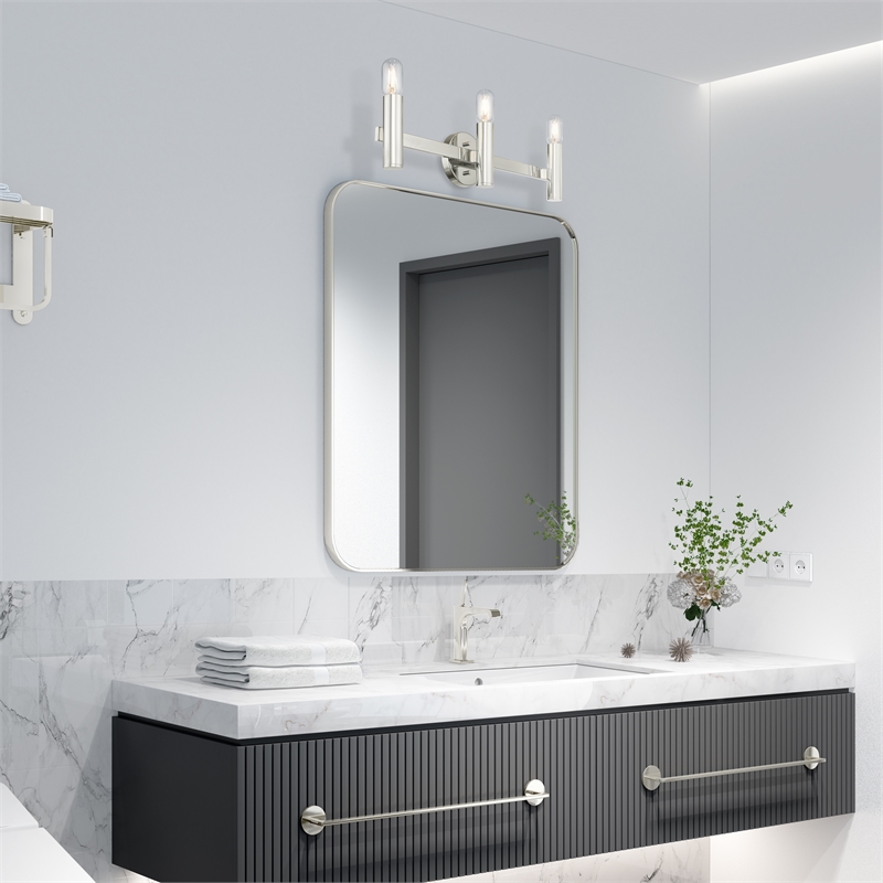 Beaumont Lane Mid-Century 3-Light Metal Bath Vanity Sconce in Polished Chrome