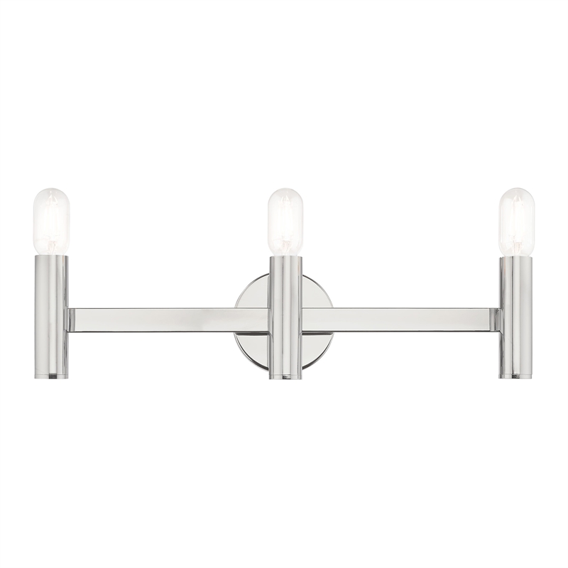Beaumont Lane Mid-Century 3-Light Metal Bath Vanity Sconce in Polished Chrome