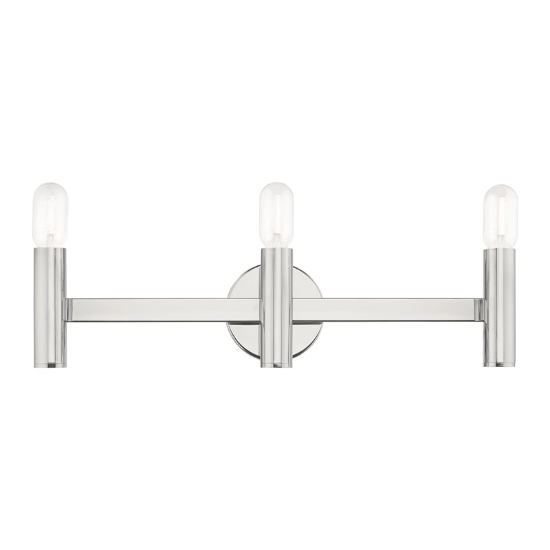 Beaumont Lane Mid-Century 3-Light Metal Bath Vanity Sconce in Polished Chrome