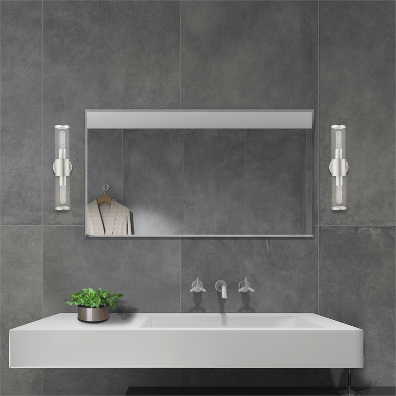 Beaumont Lane 2-Light Metal & Glass ADA Vanity Sconce in Brushed Nickel