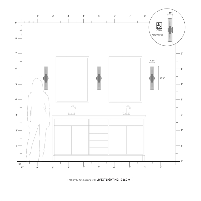 Beaumont Lane 2-Light Metal & Glass ADA Vanity Sconce in Brushed Nickel